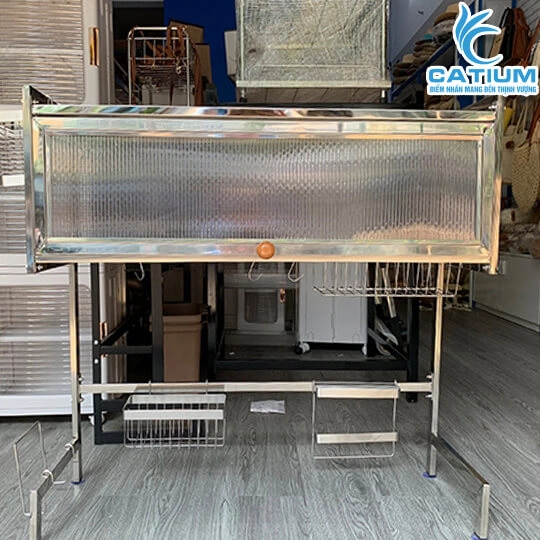 Kệ Chén Inox 304 Trên Bồn Rửa Có Nắp Đậy