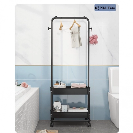 Kệ Chữ H Đa Năng Có Bánh Xe Kèm 2 Khay Để Đồ