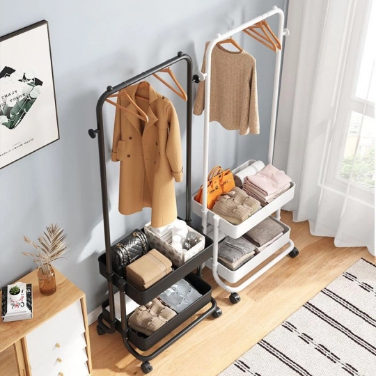 Kệ Chữ H Đa Năng Có Bánh Xe Kèm 2 Khay Để Đồ