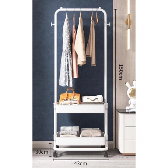 Kệ Chữ H Đa Năng Có Bánh Xe Kèm 2 Khay Để Đồ