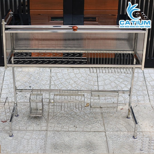 Kệ Chén Inox 304 Trên Bồn Rửa Có Nắp Đậy