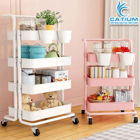 Kệ Để Đồ 3 Tầng Đa Năng Có Bánh Xe 43cm