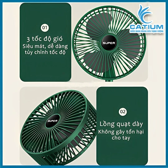 Quạt Tích Điện Mini Pin Trâu
