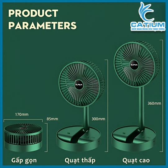 Quạt Tích Điện Mini Pin Trâu