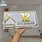 Bảng số Nhà Mica Trắng Gương Vàng