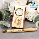 Combo Hộp Bút Gỗ Để Bàn Chân Gập