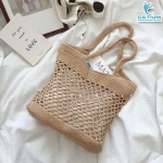 Túi Cói Len Vuông Lỗ Có Lót
