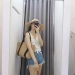 Túi Cói Sọc Đen Lớn