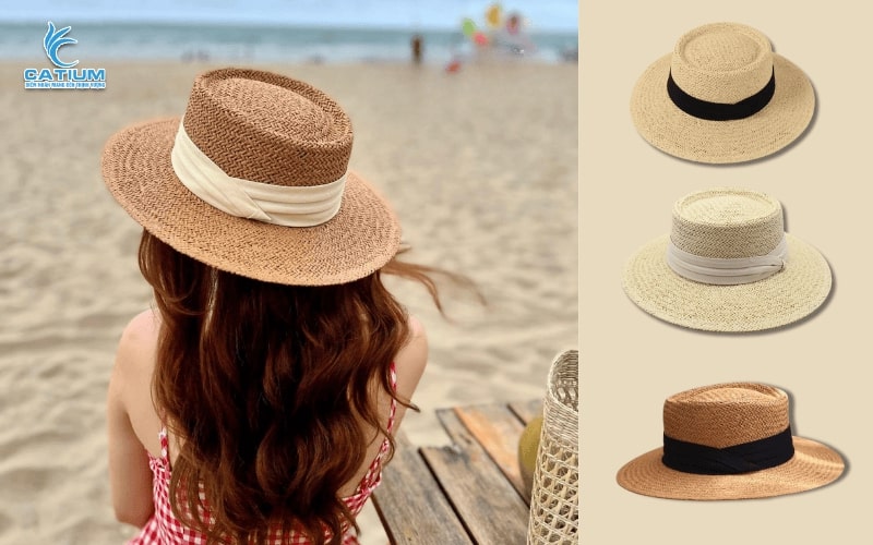 Mũ panama form cứng đai vải