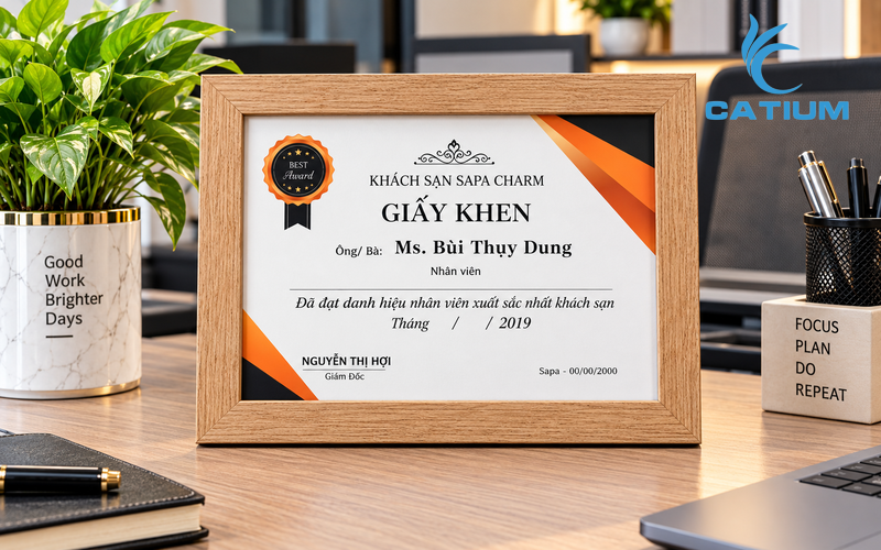 Giấy khen vinh danh nhân viên cho doanh nghiệp