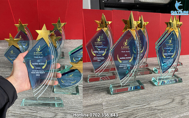 Kỷ niệm chương thủy tinh cánh buồm ngôi sao