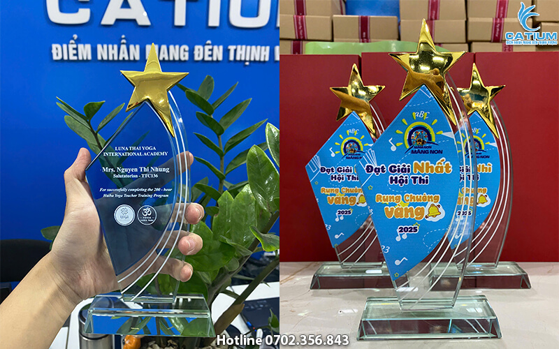 Cúp pha lê cánh buồm ngôi sao