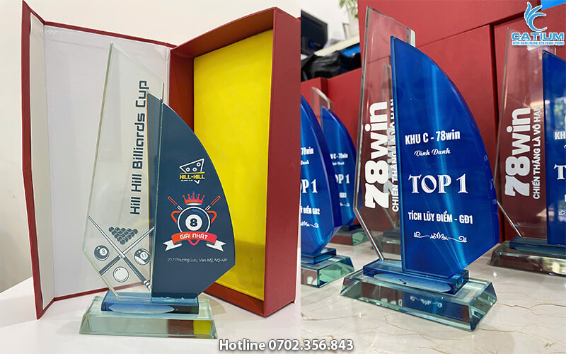 Cúp thủy tinh thuyền buồm