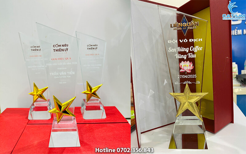 Kỷ niệm chương pha lê gắn sao cao cấp