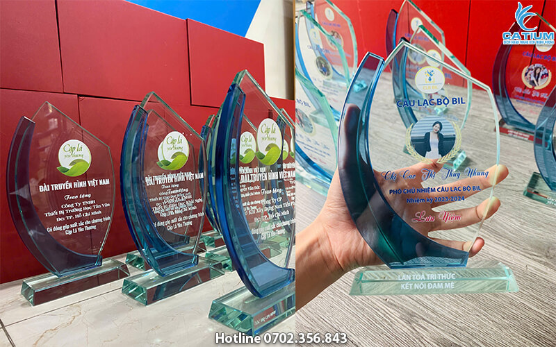 Kỷ niệm chương thủy tinh cánh sen