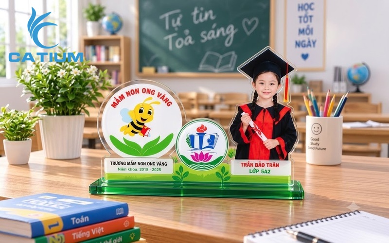 Kỷ niệm chương mica mừng tốt nghiệp được thiết kế theo yêu cầu