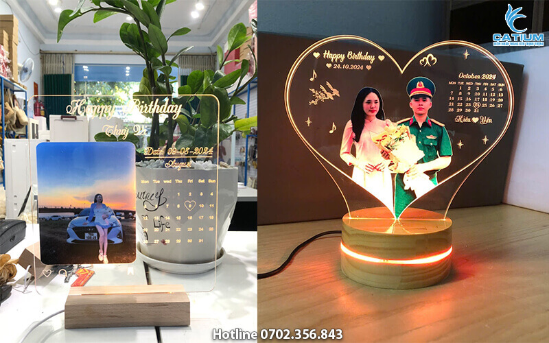 Đèn led 3d khắc hình