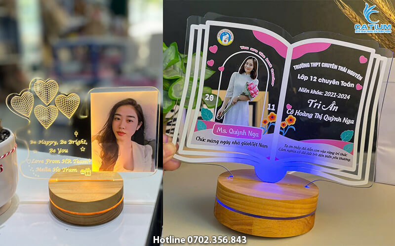 Đèn ngủ mica cắt khắc theo yêu cầu