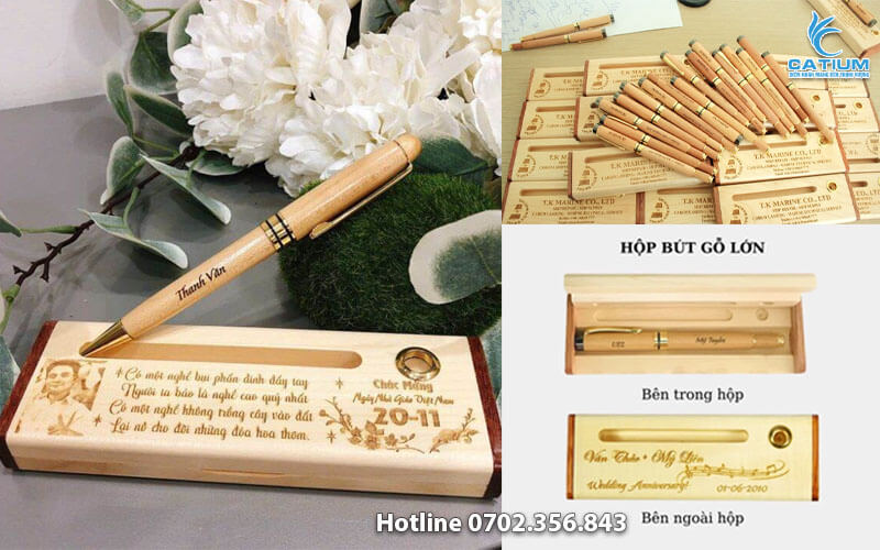 Bút viết gỗ khắc chữ khắc tên