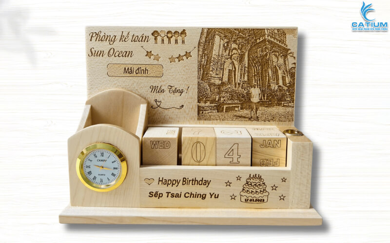 Đường nét khắc laser trên gỗ không hao mòn theo thời gian