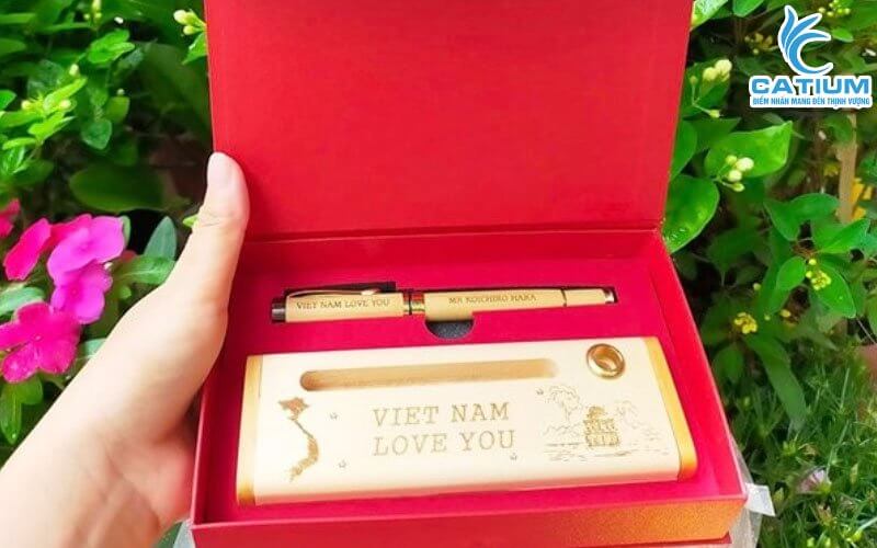 Hộp quà đựng bút ký khắc laser cao cấp
