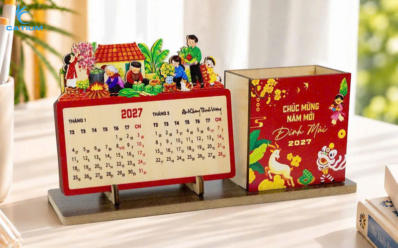 Lịch gỗ Tết đoàn viên là món quà Tết mang ý nghĩa sum vầy
