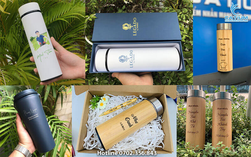 Bình giữ nhiệt khắc tên laser