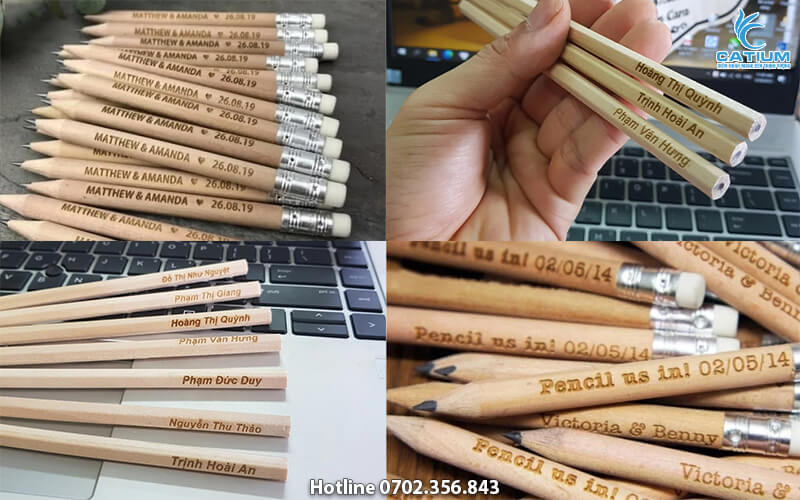 Bút chì gỗ khắc tên
