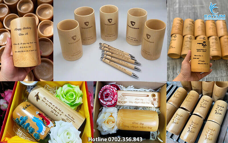 Cốc tre lưu niệm khắc tên