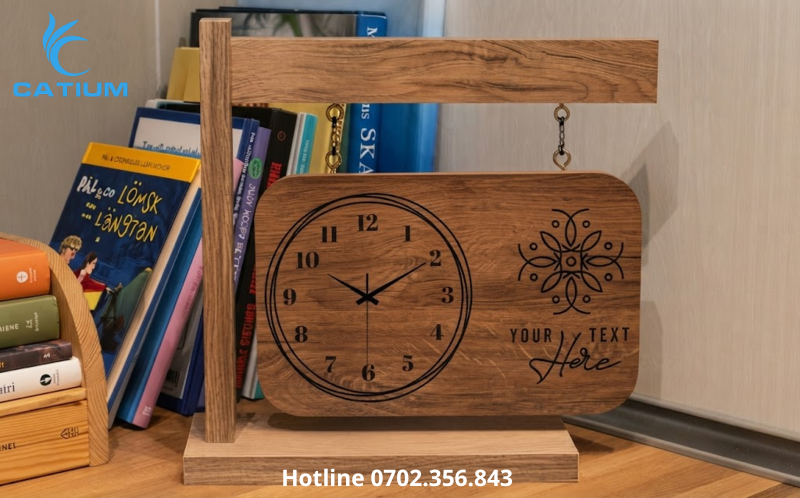 Đồng hồ gỗ để bàn là món quà tặng doanh nghiệp thiết thực