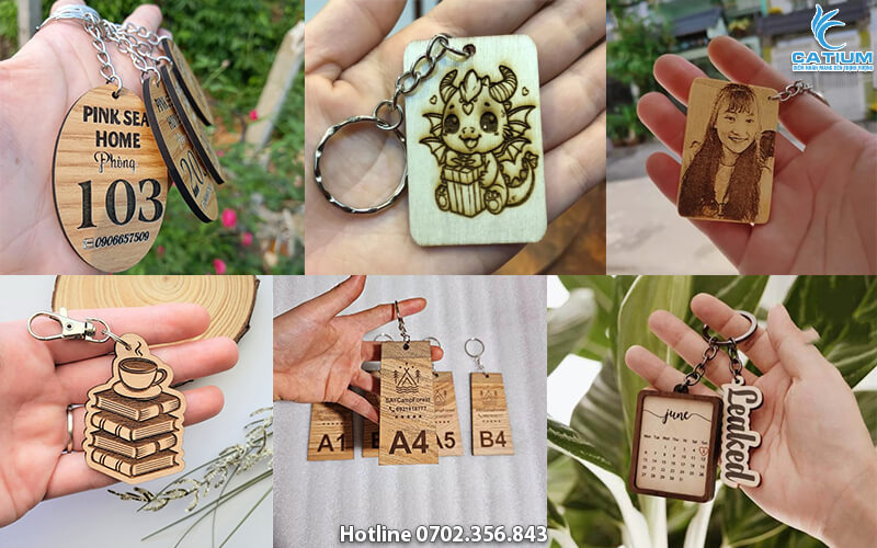 Khắc logo móc khóa gỗ