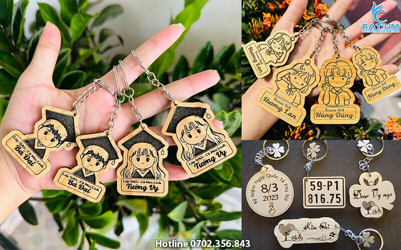 Làm móc khóa gỗ theo yêu cầu