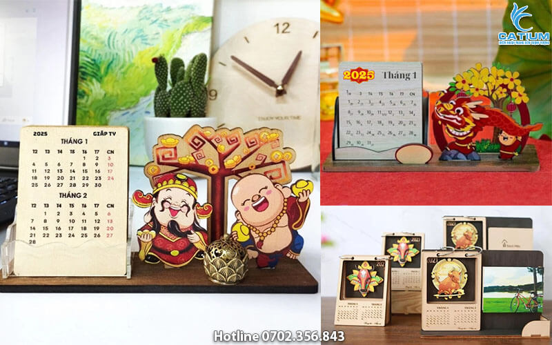 Lịch gỗ chúc mừng năm mới