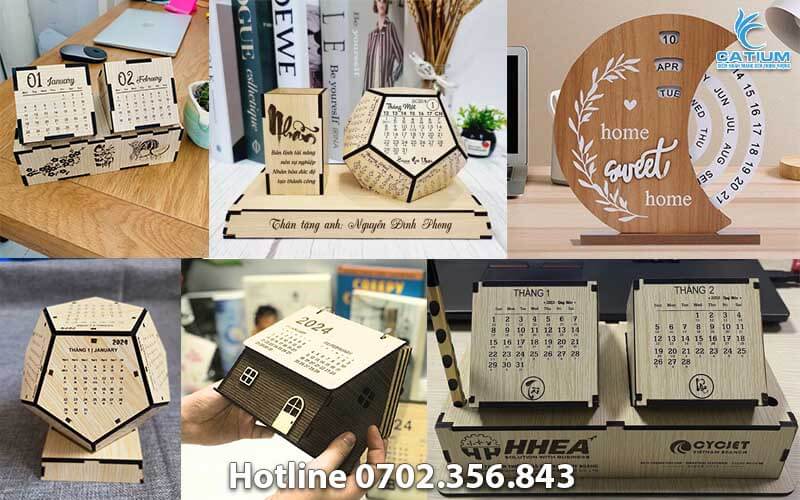 Lịch gỗ MDF khắc laser