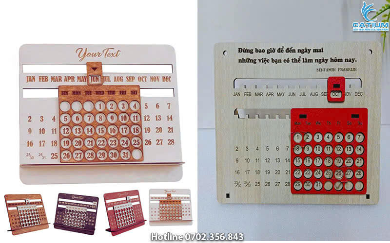 Lịch gỗ trượt quà tặng