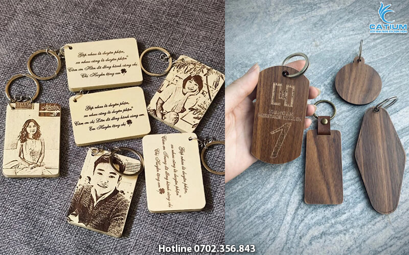 Móc khóa gỗ in hình