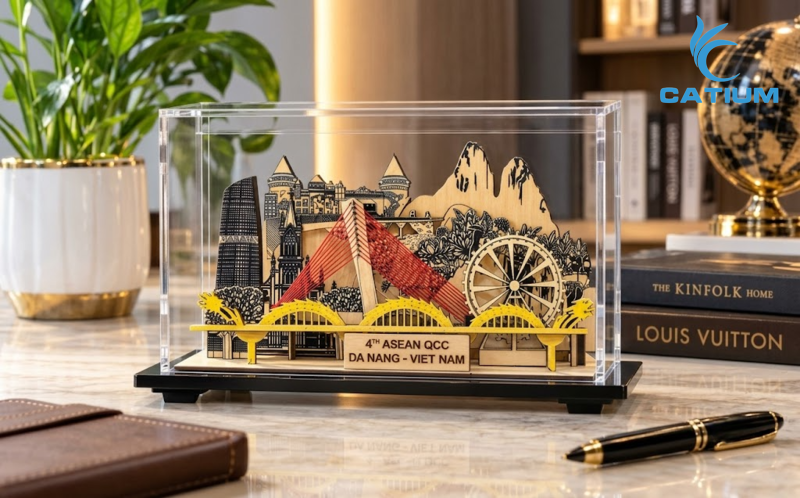 Mô hình gỗ 3D biểu tượng Đà Nẵng phù hợp để trang trí để bàn