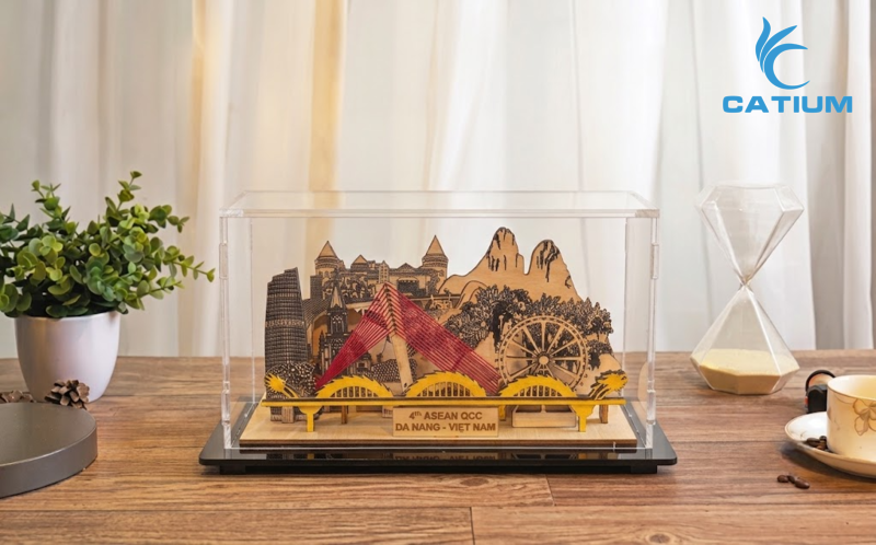 Mô hình gỗ 3D biểu tượng Đà Nẵng để bàn