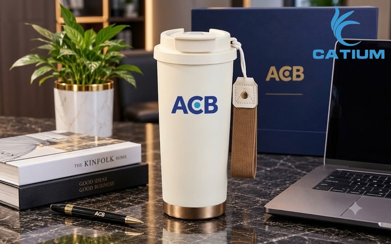Quà tặng bình giữ nhiệt in logo doanh nghiệp thiết kế sang trọng