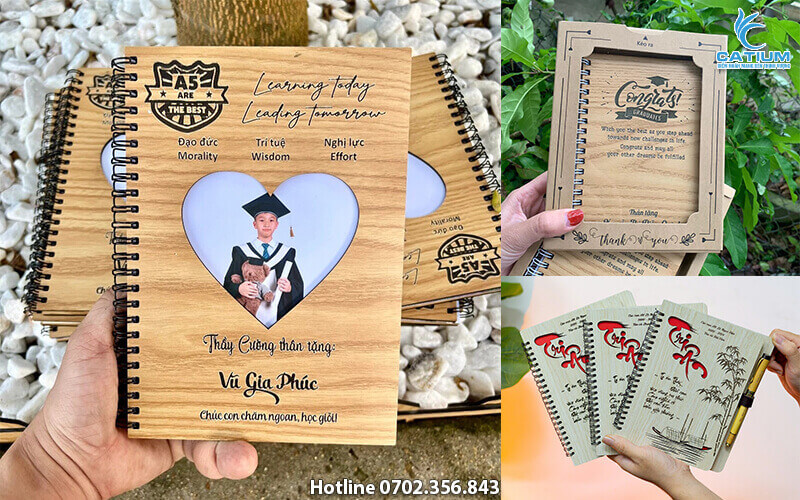 Sổ bìa gỗ khắc tên