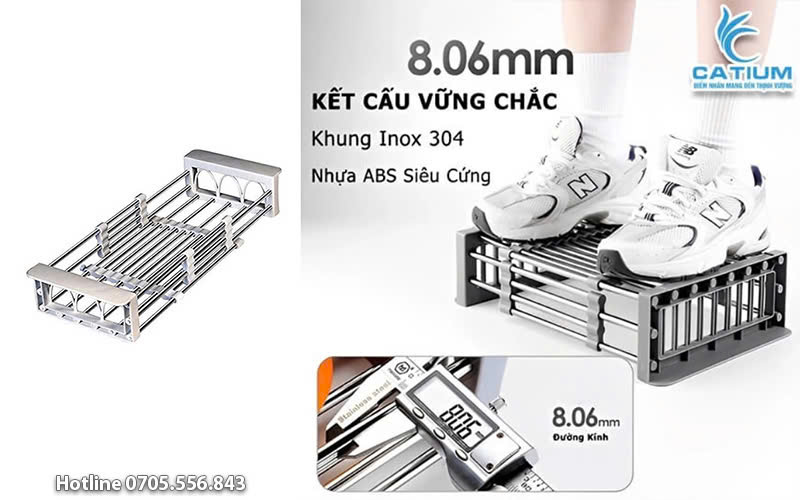 Kệ inox gác bồn rửa chén chắc chắn