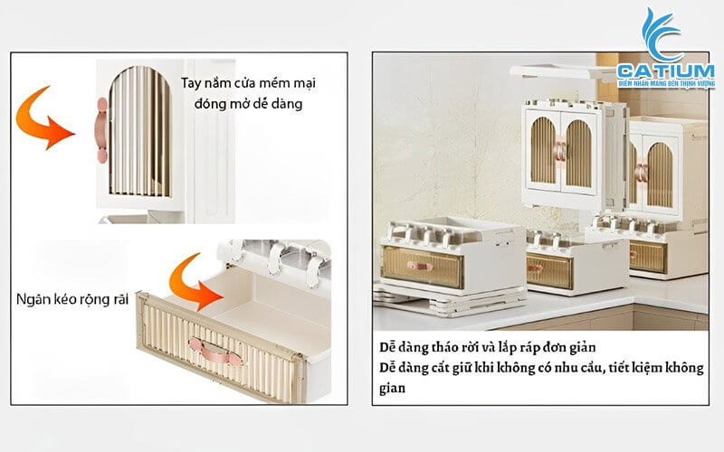 Thiết kế ngăn kéo rộng rãi và dễ dàng gấp gọn