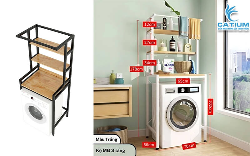 Kệ để máy giặt nhà tắm thông minh