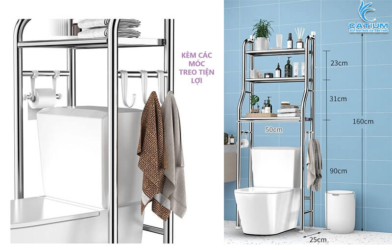 Kệ nhà tắm inox để trên bồn cầu