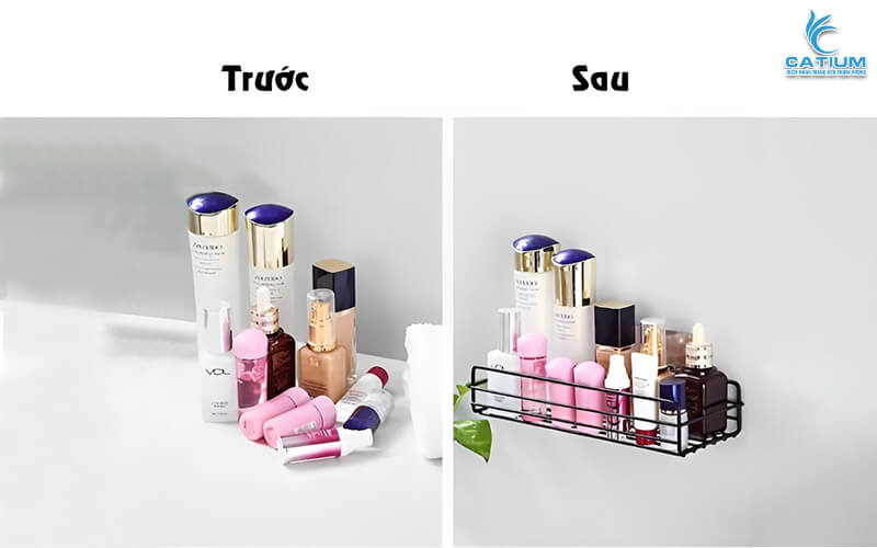 Kệ thép carbon chữ nhật dán tường