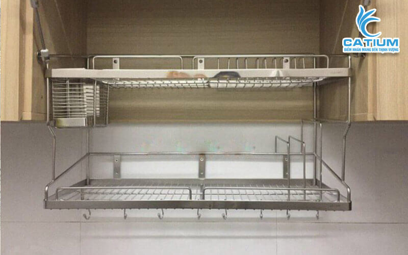 Ảnh thực kệ chén inox 304 treo tường dài 60cm