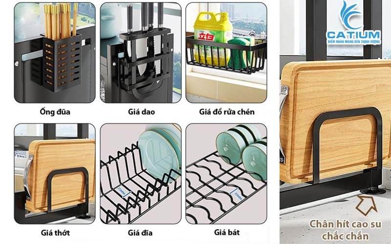 Phụ kiện đi kèm kệ để chén có nắp đậy