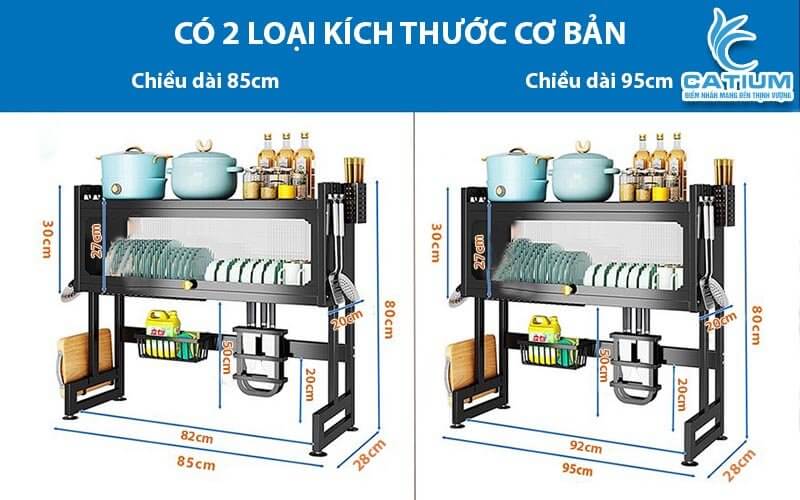 Hai kích thước kệ chén có nắp đậy thông minh