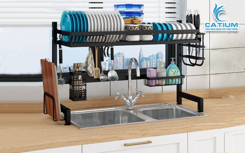 Kệ chén 1 tầng thép sơn tĩnh điện dài 125cm