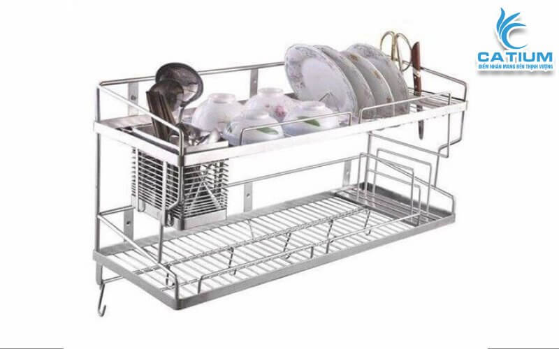 Kệ đựng chén bát bằng inox treo tường 60cm
